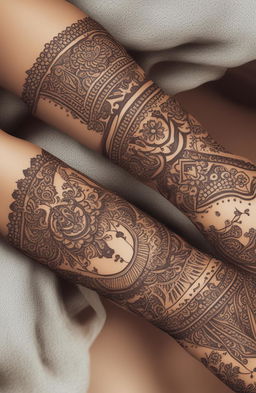 A high-quality digital art image showcasing simple, traditional mehndi designs on a pair of beautifully rendered hands