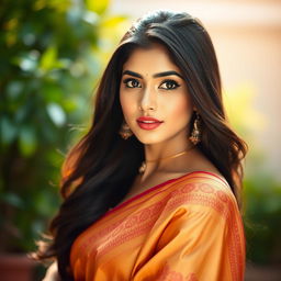 A stunning portrait of Aishwarya Lekshmi, an Indian actress known for her captivating gaze and elegant style
