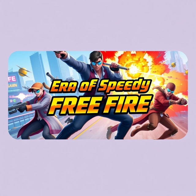 A dynamic and colorful thumbnail for a mobile game titled 'Era of Speedy Free Fire'