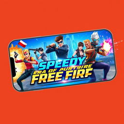 A dynamic and colorful thumbnail for a mobile game titled 'Era of Speedy Free Fire'