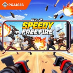 A dynamic and colorful thumbnail for a mobile game titled 'Era of Speedy Free Fire'