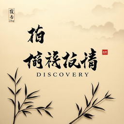 An intricate piece of Chinese calligraphy, showcasing elegant strokes that reveal the phrase 'A Mysterious Discovery' in traditional characters