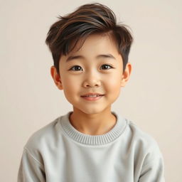 A handsome young Korean boy with a fresh, stylish look
