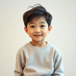A handsome young Korean boy with a fresh, stylish look