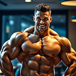 A muscular man with a confident pose, showcasing his physique