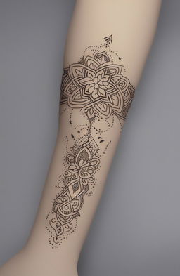 A high-quality digital art image featuring a minimalistic and simple mehndi design on a beautifully rendered forearm