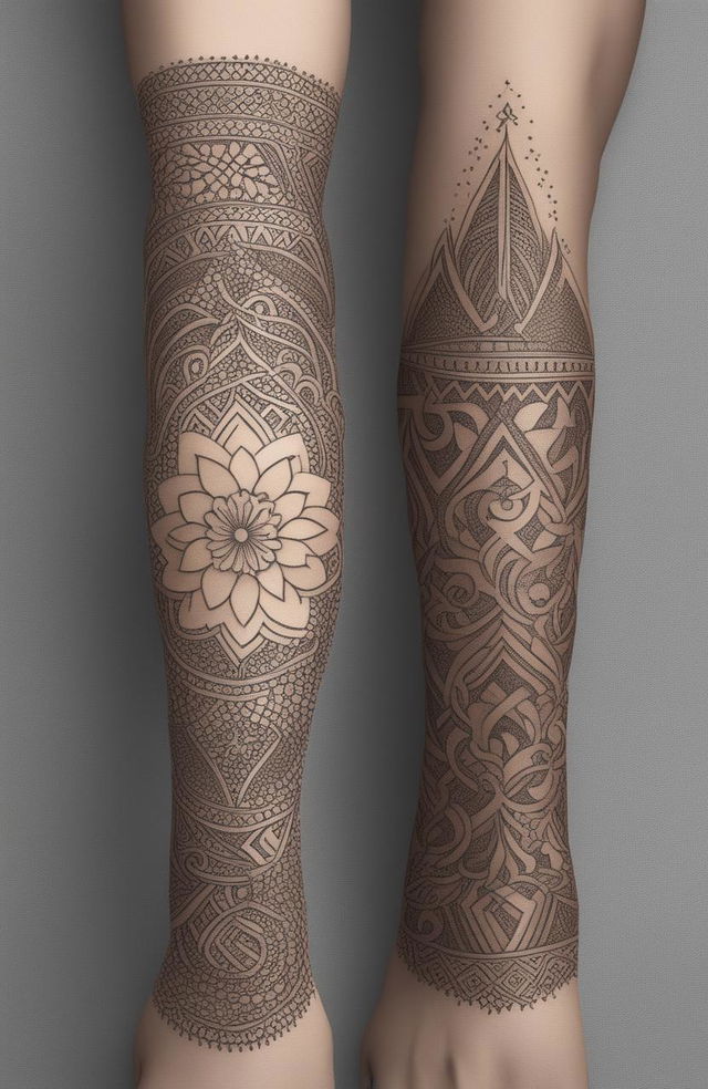 A high-quality digital art image featuring a minimalistic and simple mehndi design on a beautifully rendered forearm