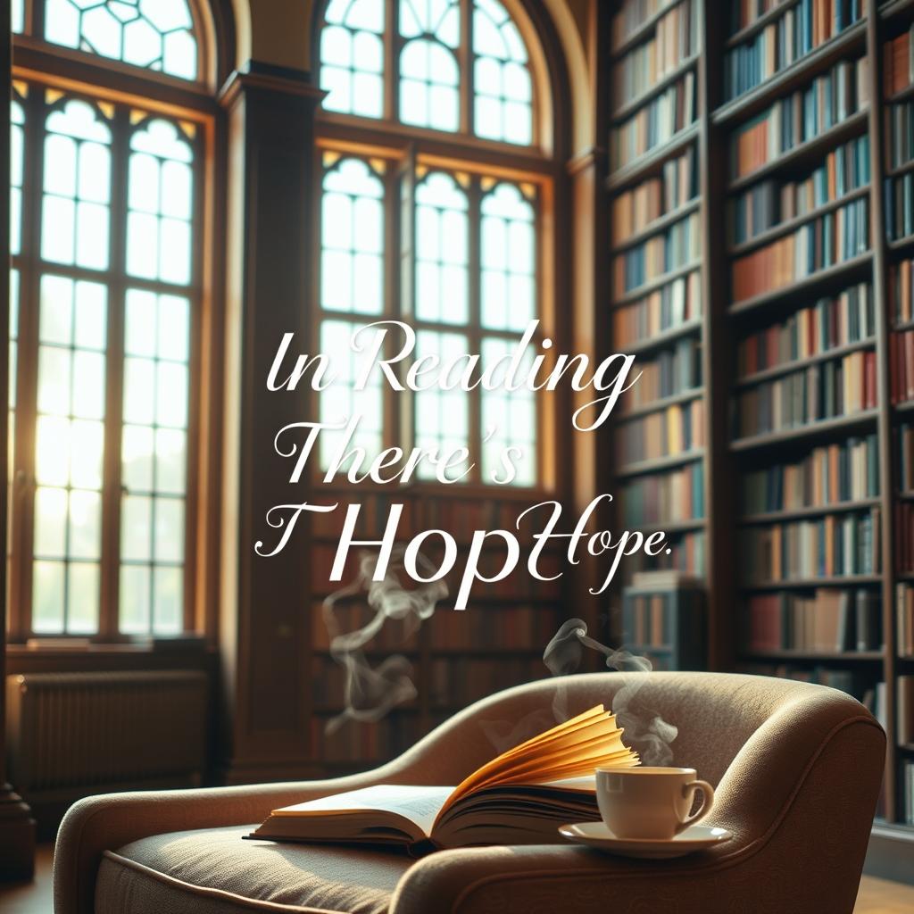 A motivational poster emphasizing the theme 'In Reading There's Hope'