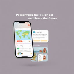 An interface design for a cultural connection app titled 'Preserving the Past, Shaping the Future'