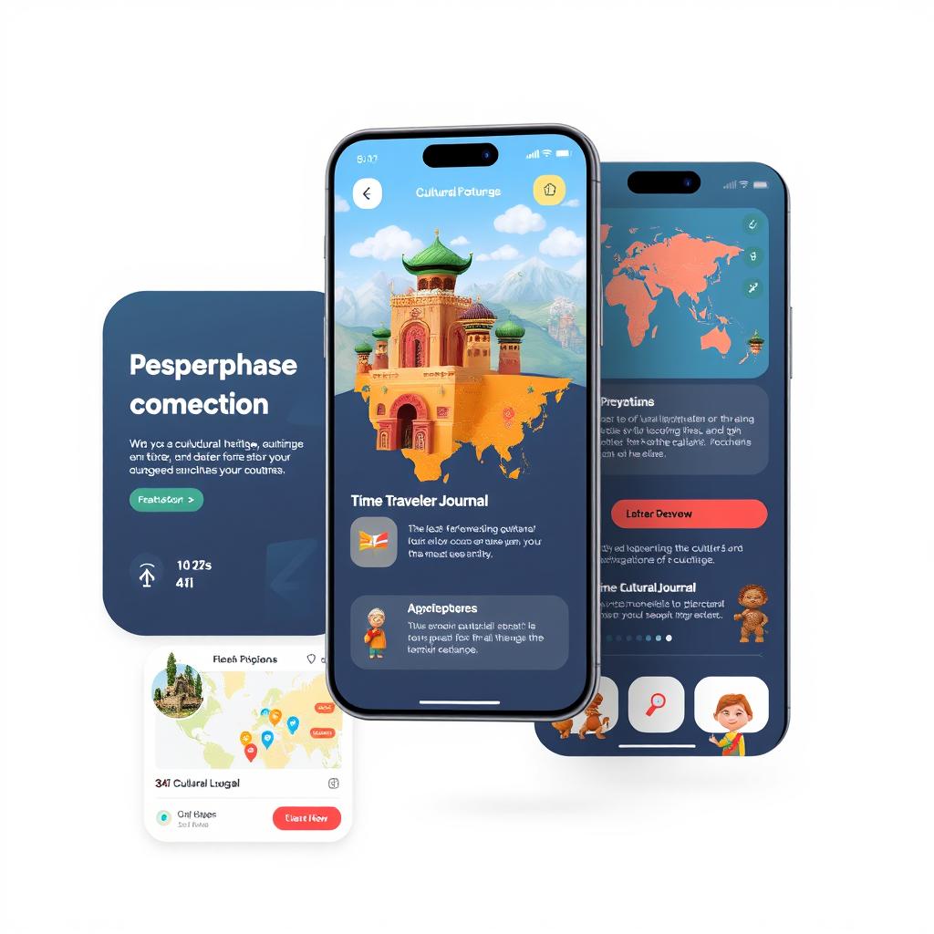 An interface design for a cultural connection app titled 'Preserving the Past, Shaping the Future'