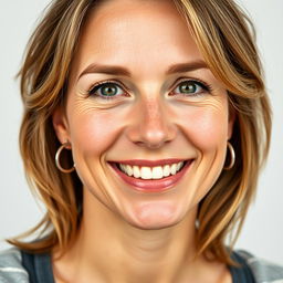A full-length photo of a healthy, active, and friendly woman aged 30-35 with a natural appearance