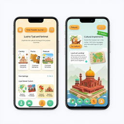 An app interface design for a cultural connection app titled 'Preserving the Past, Shaping the Future: Exploring the Cultural Heritage of Various Countries'