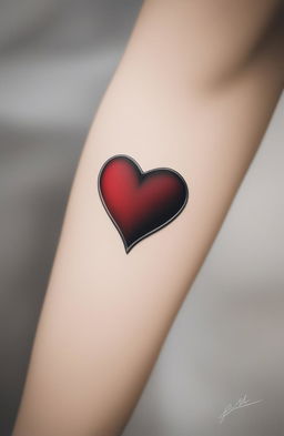 A high-resolution image of a simple traditional heart tattoo, featuring a vibrant red heart and a contrasting white banner