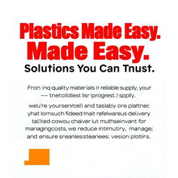 A poster featuring a bold headline that reads 'Plastics Made Easy