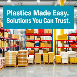 A professional poster featuring a bold headline reading 'Plastics Made Easy