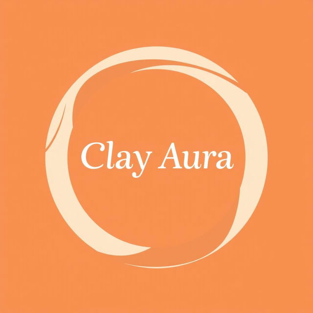 An aesthetic logo for the brand 'Clay Aura', designed in a circular format with a modern and minimalist approach