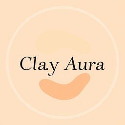 An aesthetic logo for the brand 'Clay Aura', designed in a circular format with a modern and minimalist approach