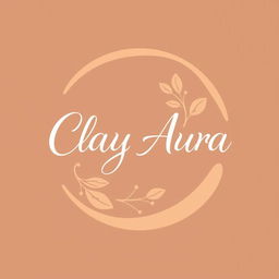 Aesthetic logo design for the brand 'Clay Aura' in a circular format and two-dimensional style