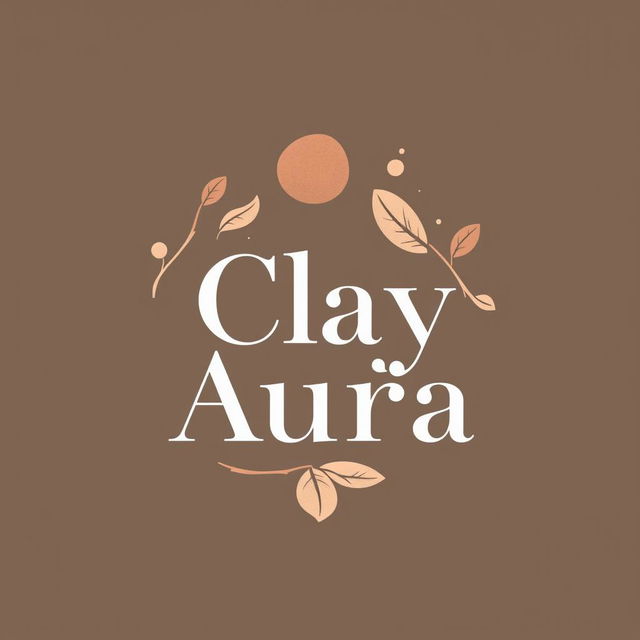 Aesthetic logo design for the brand 'Clay Aura' in a circular format and two-dimensional style