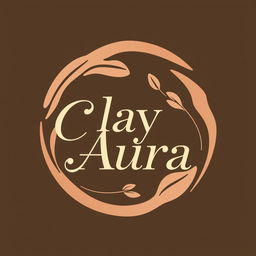 Aesthetic logo design for the brand 'Clay Aura' in a circular format and two-dimensional style