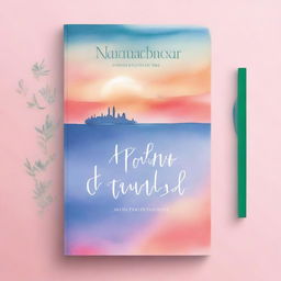 An A5 book cover for 'Poetry Travels the World with No Passport', featuring a soft watercolor background with a sunrise and sea, the title in elegant script, and faint silhouettes of world landmarks