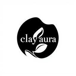 Aesthetic logo design for the brand 'clay aura' featuring a circular format and two-dimensional style