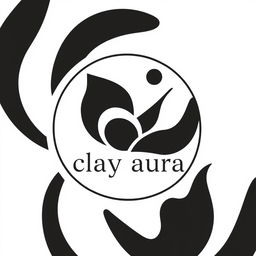 Aesthetic logo design for the brand 'clay aura' featuring a circular format and two-dimensional style