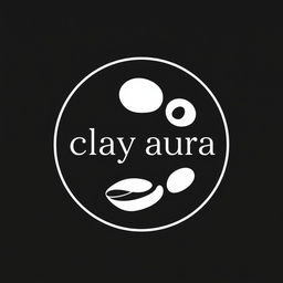 Aesthetic logo design for the brand 'clay aura' featuring a circular format and two-dimensional style