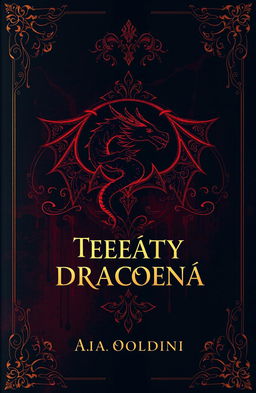 Create a mystical book cover for "Печать дракона" by Алия Холдинг, featuring a dark, enchanting atmosphere