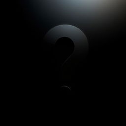 A large, bold question mark in the center of the image, set against a deep black background