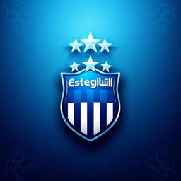 A majestic depiction of the Esteghlal Football Club logo, featuring three shining stars above a rich blue and white shield