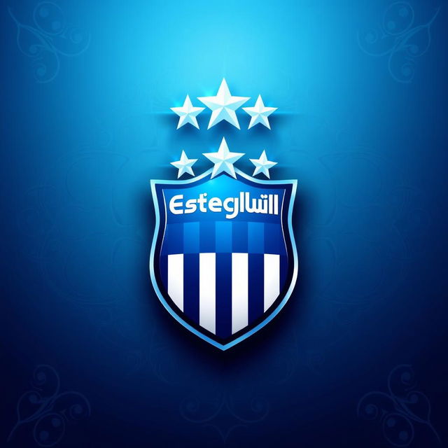 A majestic depiction of the Esteghlal Football Club logo, featuring three shining stars above a rich blue and white shield