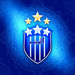 A majestic depiction of the Esteghlal Football Club logo, featuring three shining stars above a rich blue and white shield