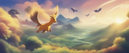 This is a high-quality digital art wallpaper featuring a lively scene from the Pokemon universe