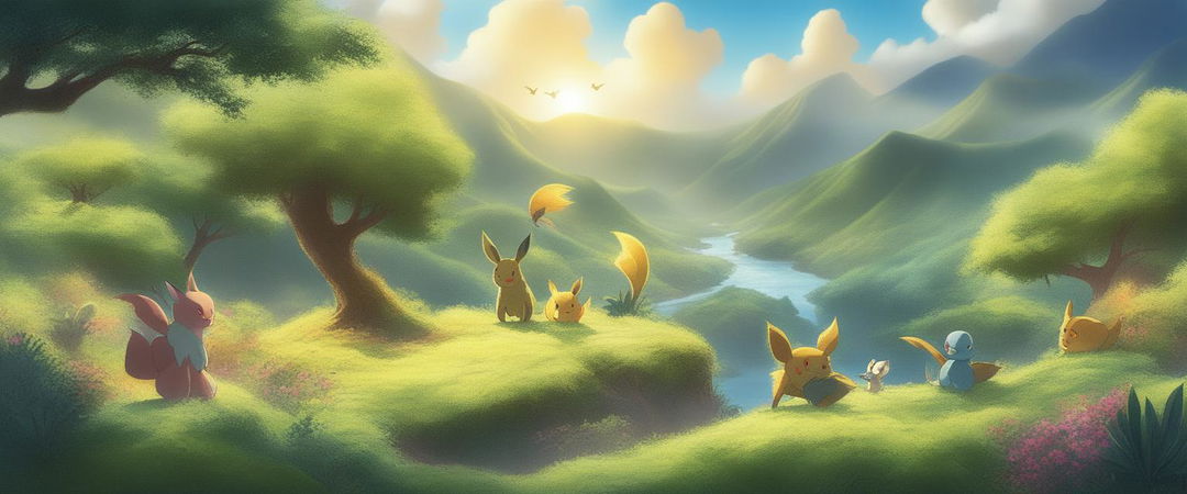 This is a high-quality digital art wallpaper featuring a lively scene from the Pokemon universe