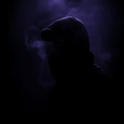 A unique and mysterious dark profile picture featuring a shadowy figure partially obscured in deep shadows, with an ethereal mist swirling around them
