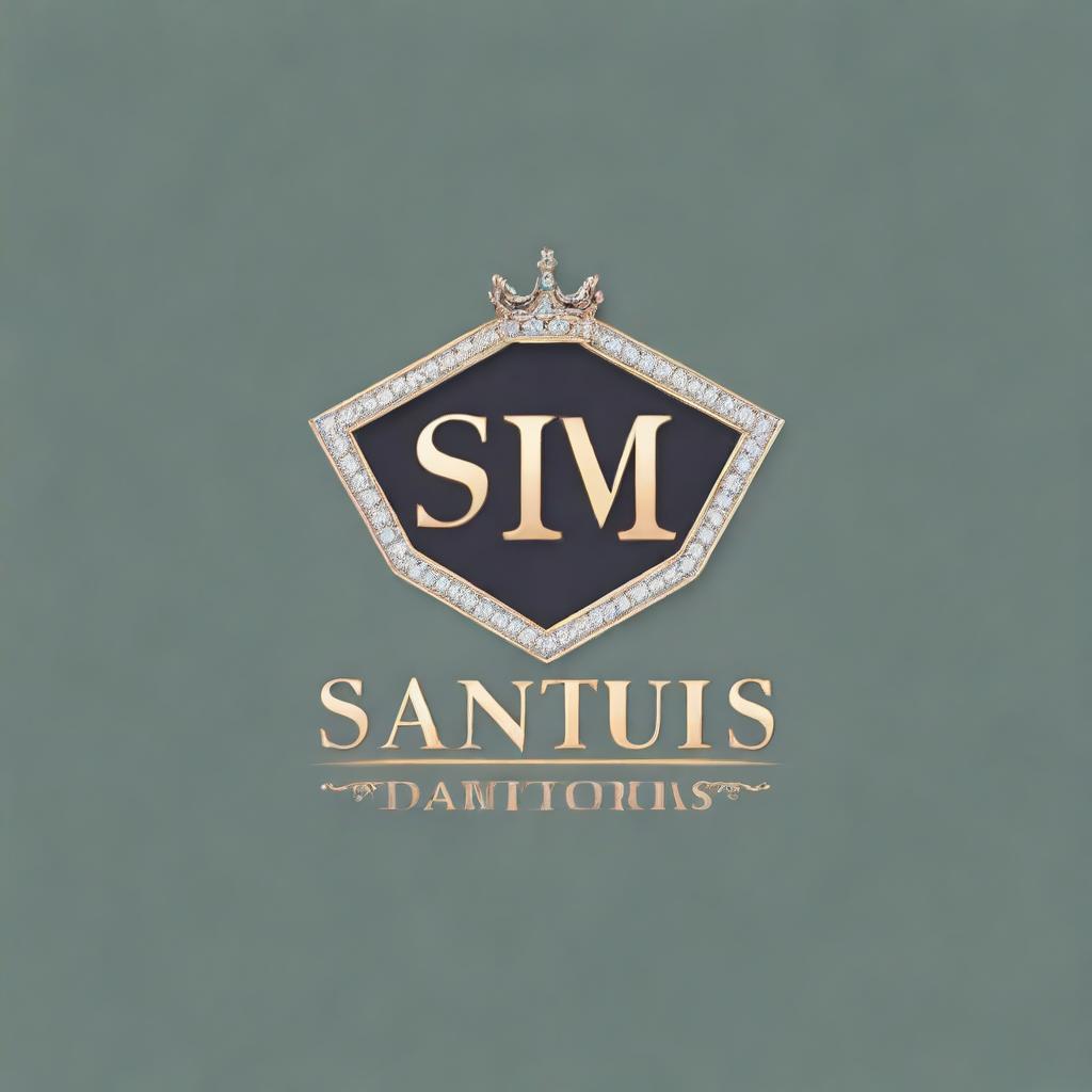 A high-quality 3D render illustration of a diamond-shaped logo, adorned with a regal crown and the words 'Santus Sanetorias' engraved at the top