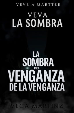 A dark and moody cover design for a novel titled "LA SOMBRA DE LA VENGANZA" by Vega Martinez