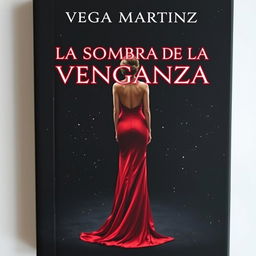 A stunning cover design depicting a slim woman viewed from behind, wearing a flowing long red dress that elegantly trails on the ground