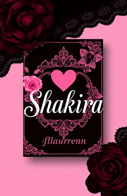A novel cover design for a coquette aesthetic featuring a blend of black, pink, and red colors