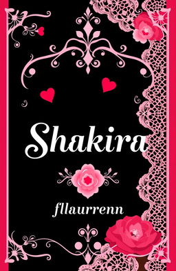 A novel cover design for a coquette aesthetic featuring a blend of black, pink, and red colors