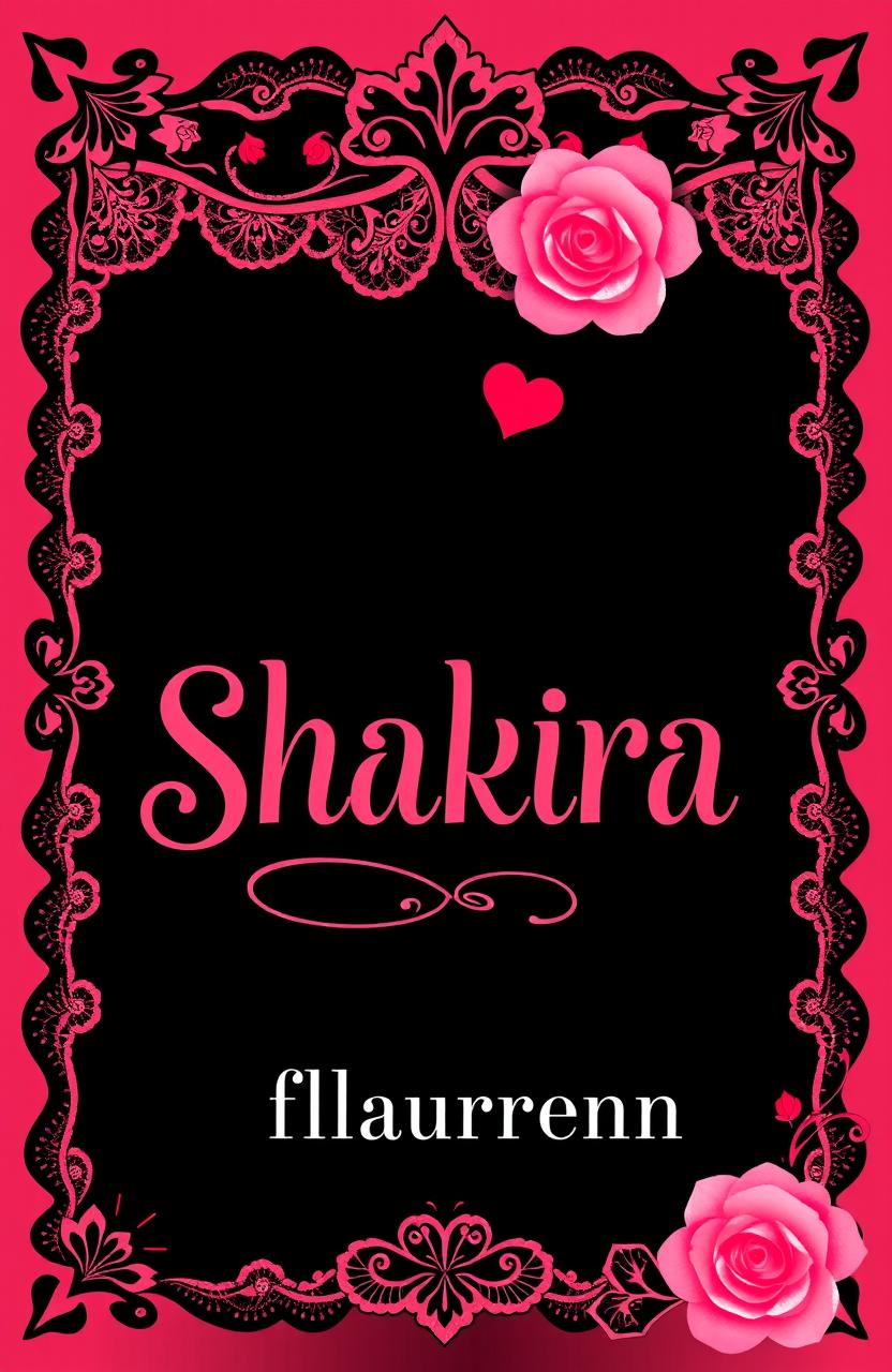 A novel cover design for a coquette aesthetic featuring a blend of black, pink, and red colors