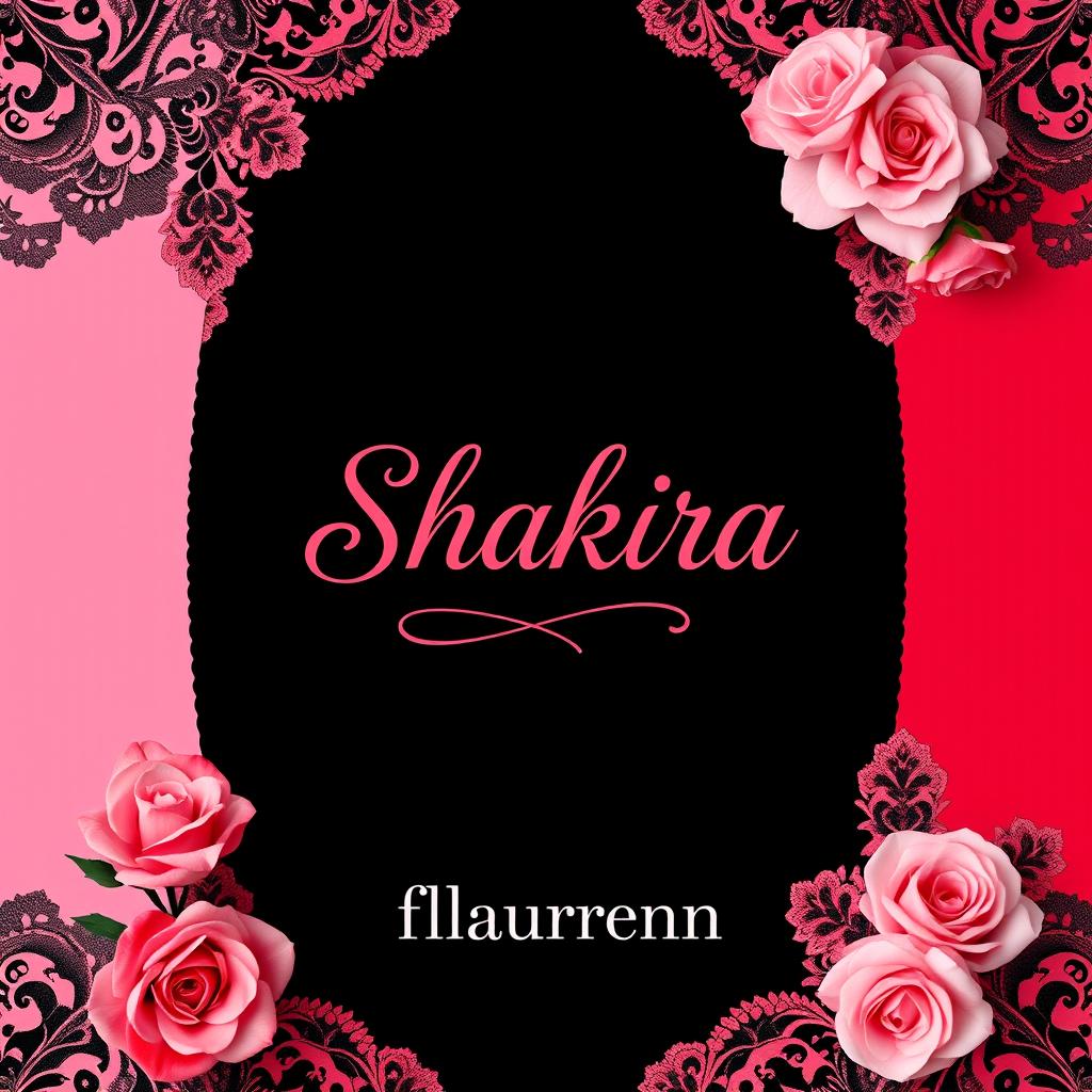 A novel cover design for a coquette aesthetic featuring a harmonious blend of black, pink, and red colors