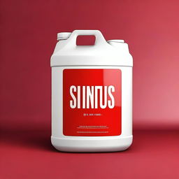 A high-quality digital art illustration of a white gallon container with the word 'Santus' embossed on it, placed on a vibrant red cloth