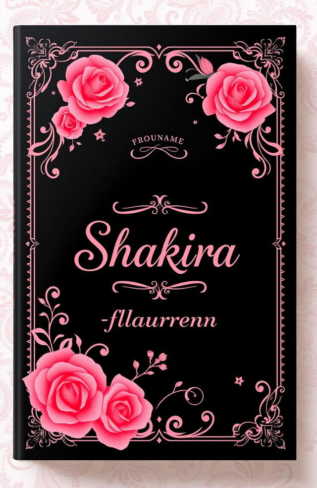 A novel cover with coquette aesthetic, featuring a blend of black, pink, and red colors