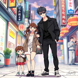 An anime-style illustration featuring a young man and woman in their late 20s standing together