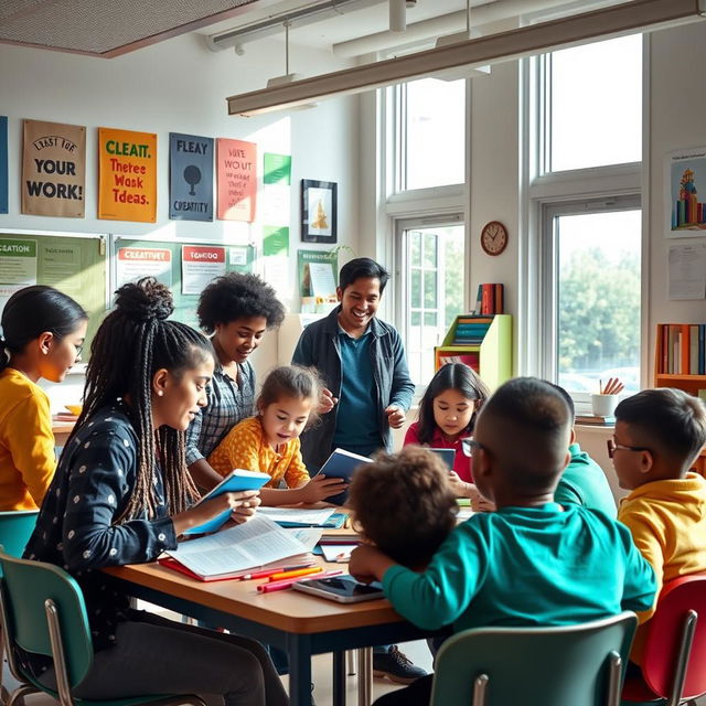 An inspiring classroom scene showcasing diverse students engaged in learning