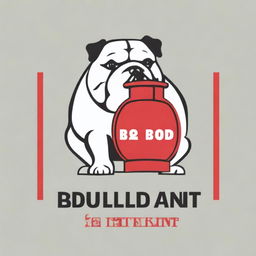 The image is a digital art logo featuring a bulldog and a red lantern