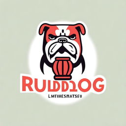 The image is a digital art logo featuring a bulldog and a red lantern