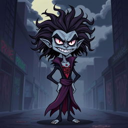 A whimsical yet slightly sinister cartoon illustration of a personified tall pride character, designed with an evil twist